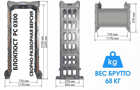 БЛОКПОСТ PC-0300 - арочный металлодетектор с тремя зонами детектирования.